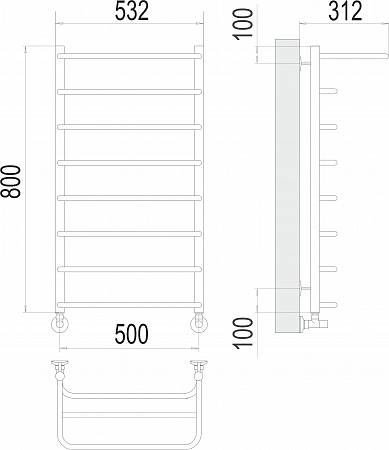 Полка П8 500х800  Полотенцесушитель  TERMINUS Махачкала - фото 3