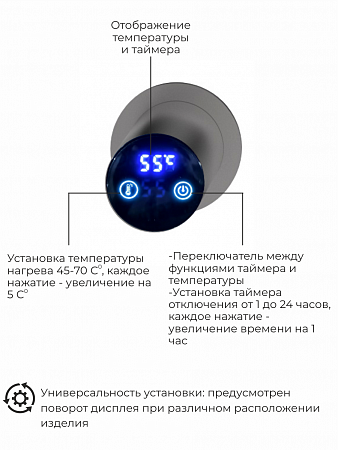 Рондо П2 350х760 электро Полотенцесушитель TERMINUS Оружейная сталь Махачкала - фото 5