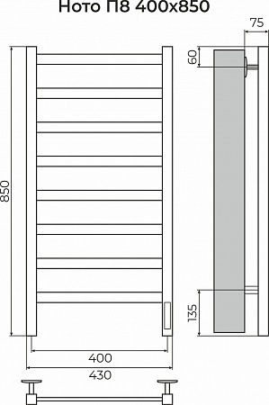 Ното П8 400х850 Электро (quick touch) Полотенцесушитель TERMINUS Махачкала - фото 3