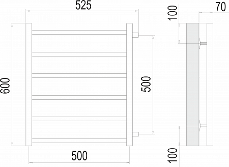 Вега П6 500х600 бп500 Полотенцесушитель  TERMINUS Махачкала - фото 3