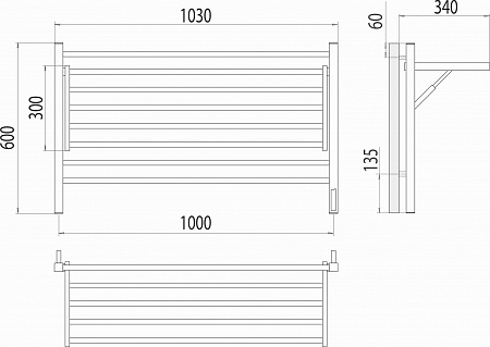 Горизонт П8 1000х600 электро КС ЧЕРНЫЙ МУАР (sensor quick touch) Полотенцесушитель TERMINUS Махачкала - фото 5