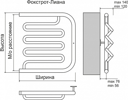 Фокстрот-Лиана AISI 600х600 Полотенцесушитель  TERMINUS Махачкала - фото 3